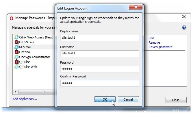 screenshot depicting edit logon account dialog box
