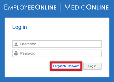 Health Roster screen, highlighting the 'Forgotten Password' link
