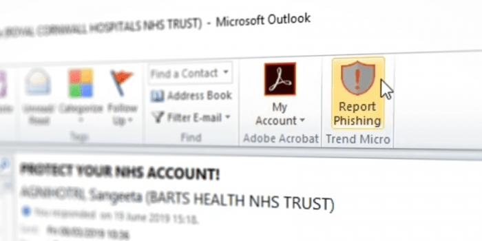 Outlook 2010 report phishing button